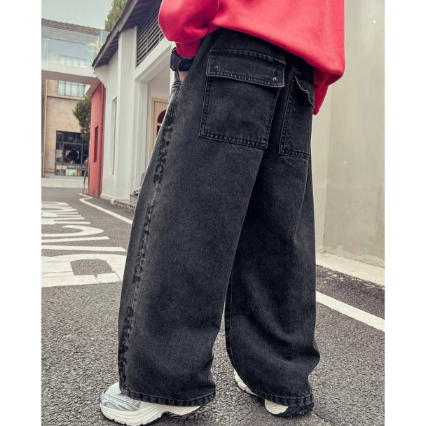 Slide-2) Джинси Classic Fashion z1255 широкі Balance Темно-сірі