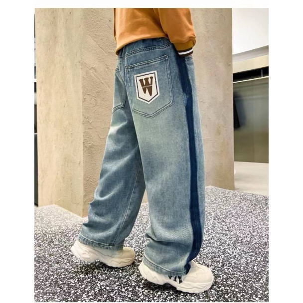 Slide-1) Джинси Classic Fashion 1169 W з синім лампасом Блакитні