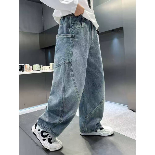 Slide-1) Джинси Classic Fashion z1406 з великими кишенями та косим швом Блакитні
