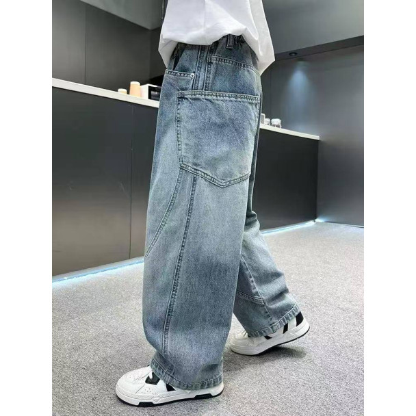 Slide-2) Джинси Classic Fashion z1406 з великими кишенями та косим швом Блакитні