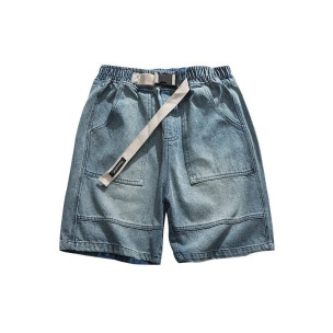 Шорти D53 baggy з білим паском Блакитні