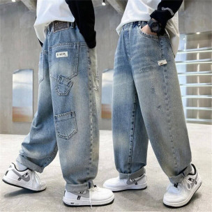 Джинси Classic Fashion 81012 з нашитими кишеньками Блакитні