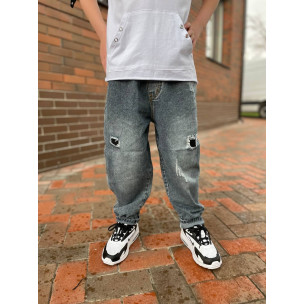 Джинси Classic Fashion z882 Garment з коричневим шнурком Сині