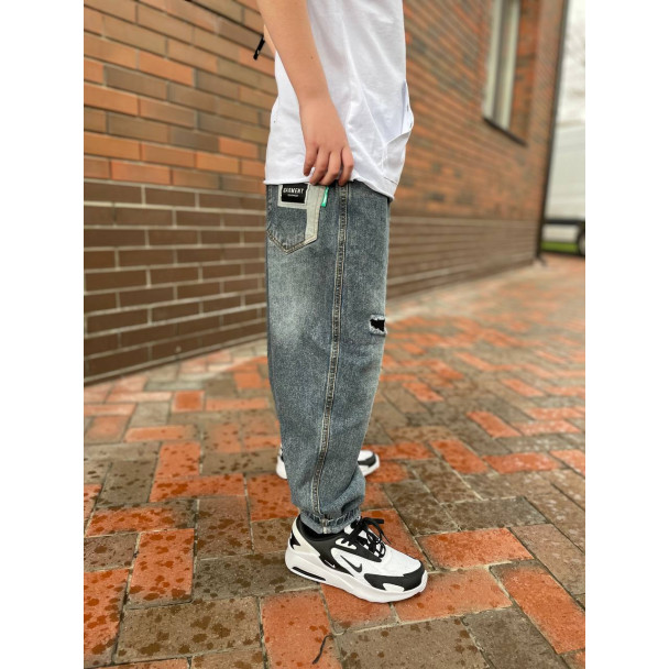 Slide-2) Джинси Classic Fashion z882 Garment з коричневим шнурком Сині