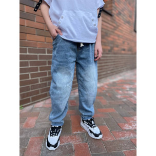 Джинси Classic Fashion z899 з білим шнурком Блакитні