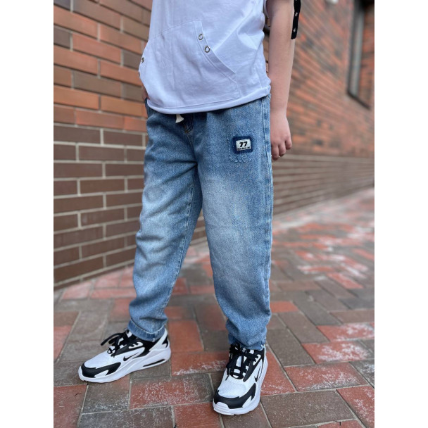 Slide-2) Джинси Classic Fashion z899 з білим шнурком Блакитні