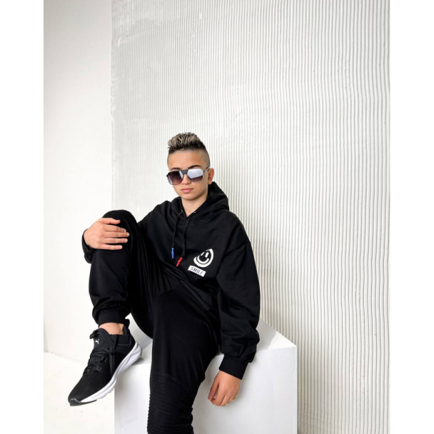 Slide-3) Худі WL0009 Fashion clothing Smile Чорна