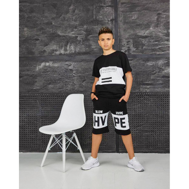 Slide-1) Костюм Studio 1001 Чорна футболка,чорні шорти